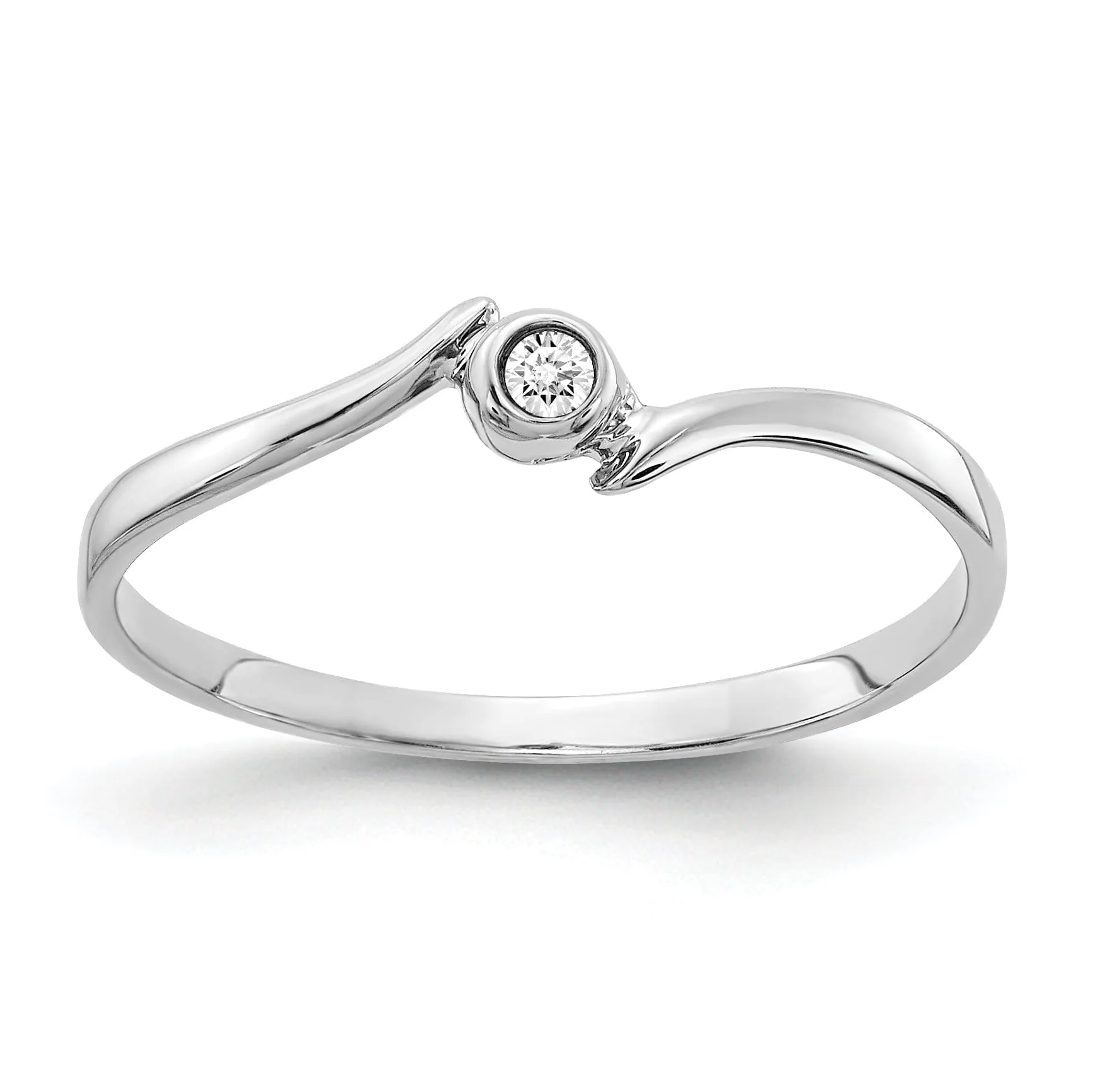 14k White Gold Polished Diamond Ring