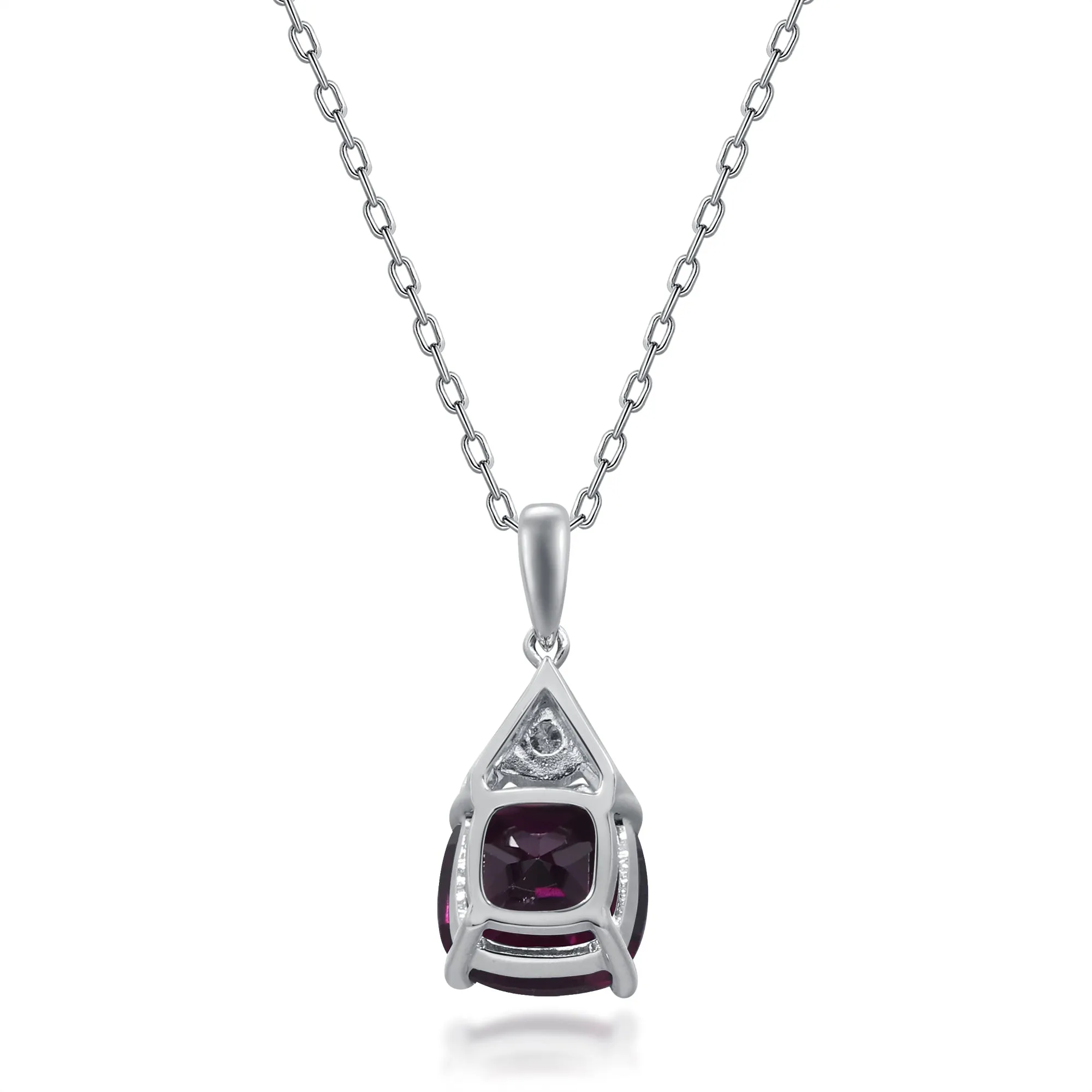 14K White Gold Rhodolite Pendant