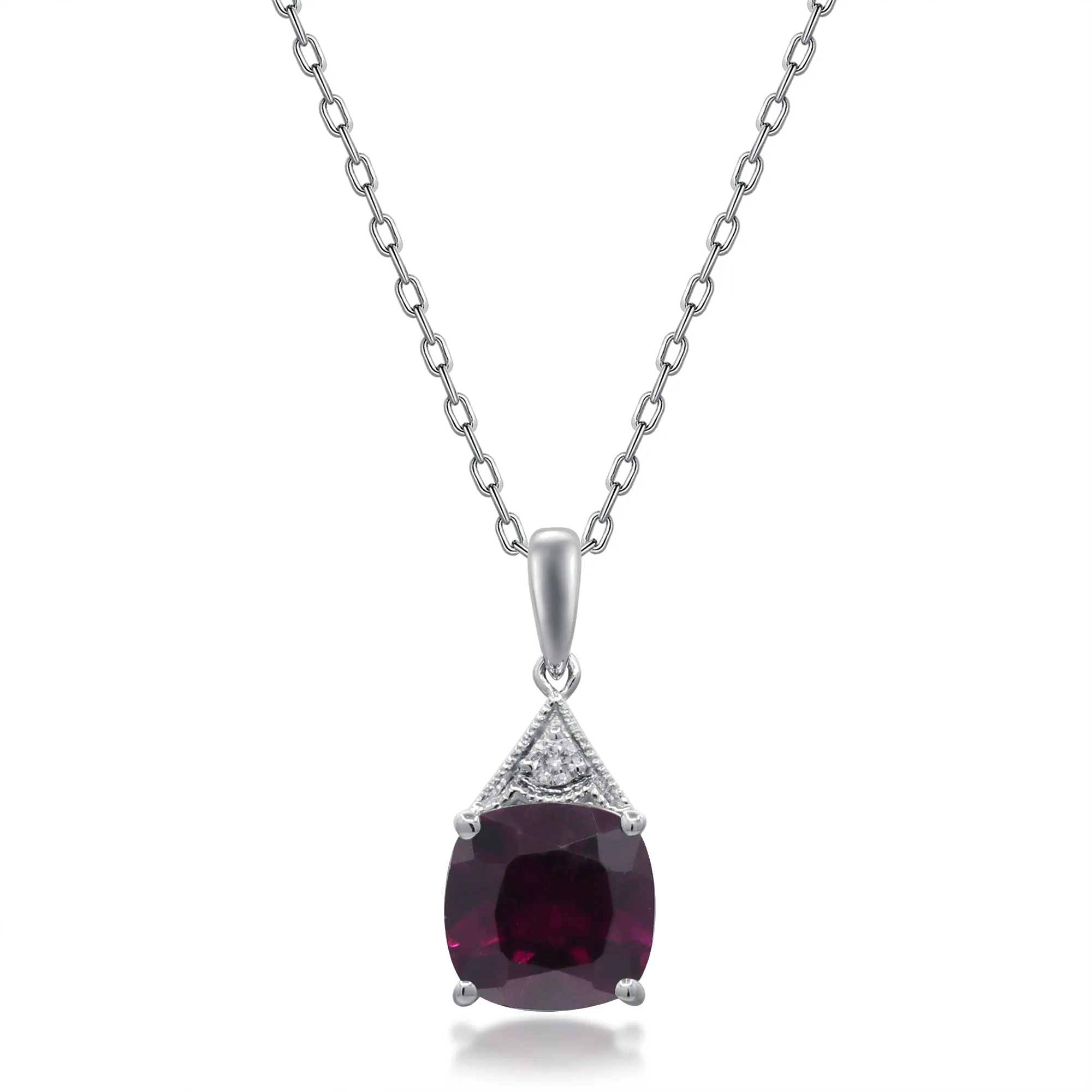 14K White Gold Rhodolite Pendant