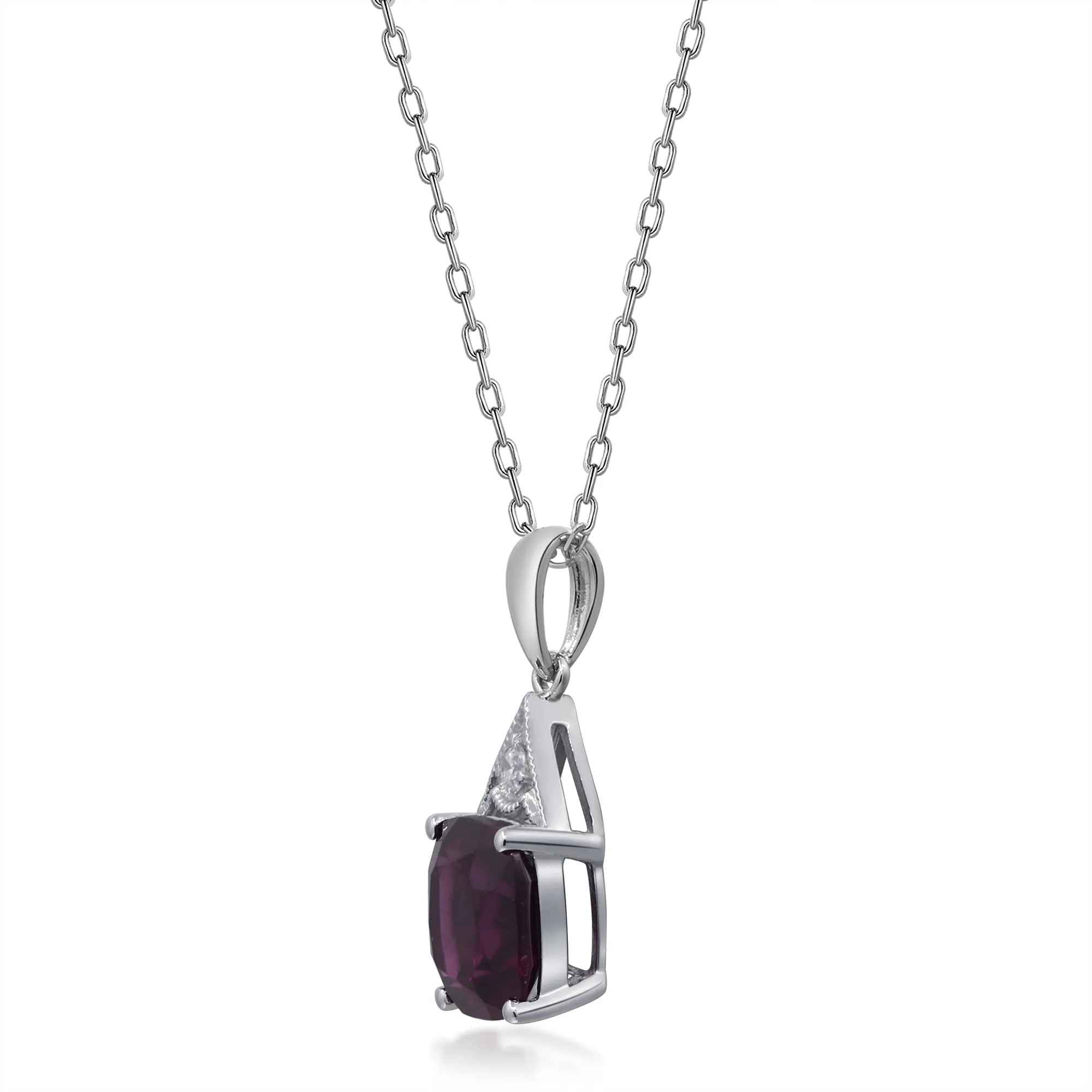 14K White Gold Rhodolite Pendant