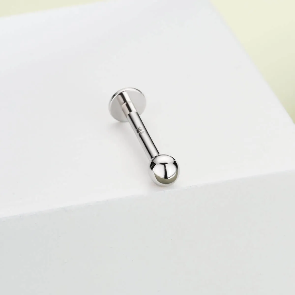 14K White Gold Round Head Push Pin Stud
