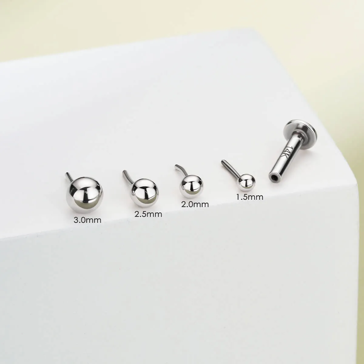 14K White Gold Round Head Push Pin Stud