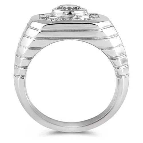 14K White Solid Gold Mens Diamond Ring 1.72 Ctw
