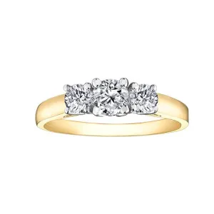 14K Yellow Gold (1.00ct) Diamond Three Stone Engagement Ring
