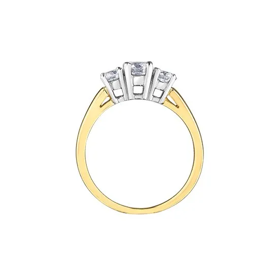 14K Yellow Gold (1.00ct) Diamond Three Stone Engagement Ring