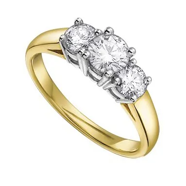 14K Yellow Gold (1.00ct) Diamond Three Stone Engagement Ring