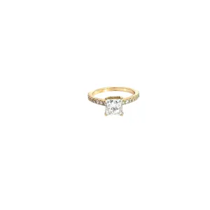 14k Yellow Gold 1.56CT F SI2 Princess Cut and .50ct G VS2 Round Diamond Engagement ring Certified by GIA #15811303