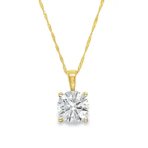 14K Yellow Gold 2.00CT Round Laboratory Grown Diamond Pendant