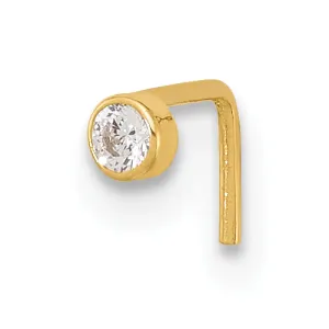 14k Yellow Gold  22 Gauge 2.5mm CZ Nose Stud