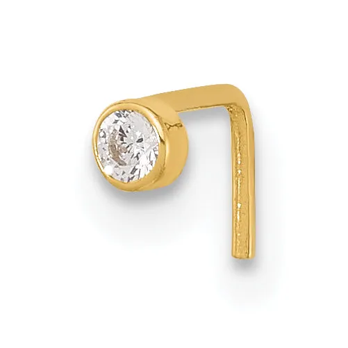 14k Yellow Gold  22 Gauge 2.5mm CZ Nose Stud