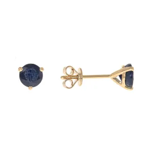 14K Yellow Gold Blue Sapphire Earrings