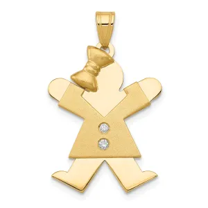 14k Yellow Gold Diamond Girl With Bow Joy Pendant