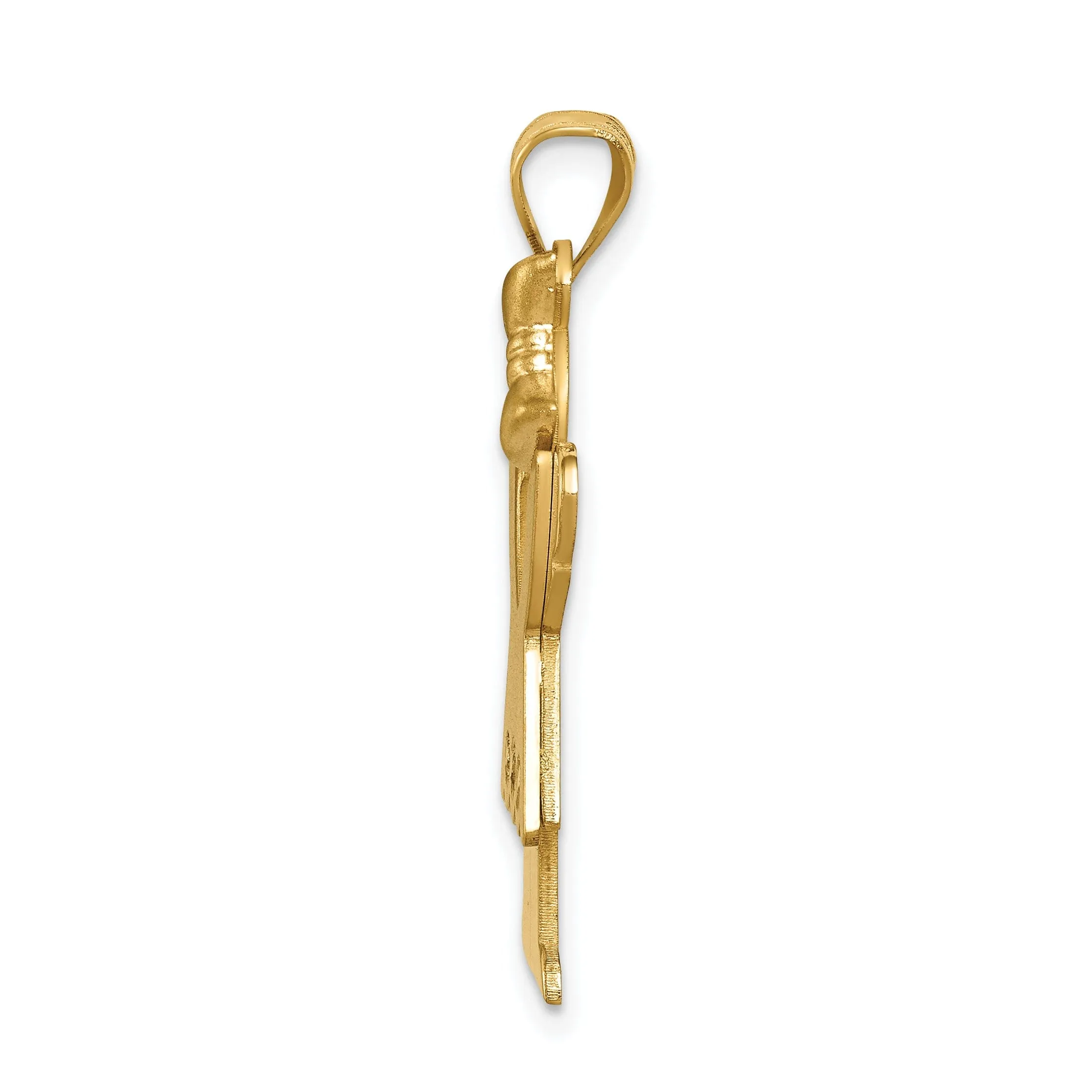 14k Yellow Gold Diamond Girl With Bow Love Pendant