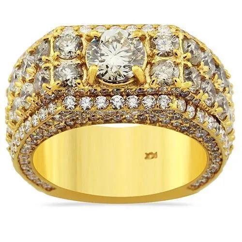 14k Yellow Gold Mens Diamond Ring in 10.74 Ctw