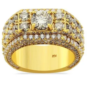14k Yellow Gold Mens Diamond Ring in 10.74 Ctw