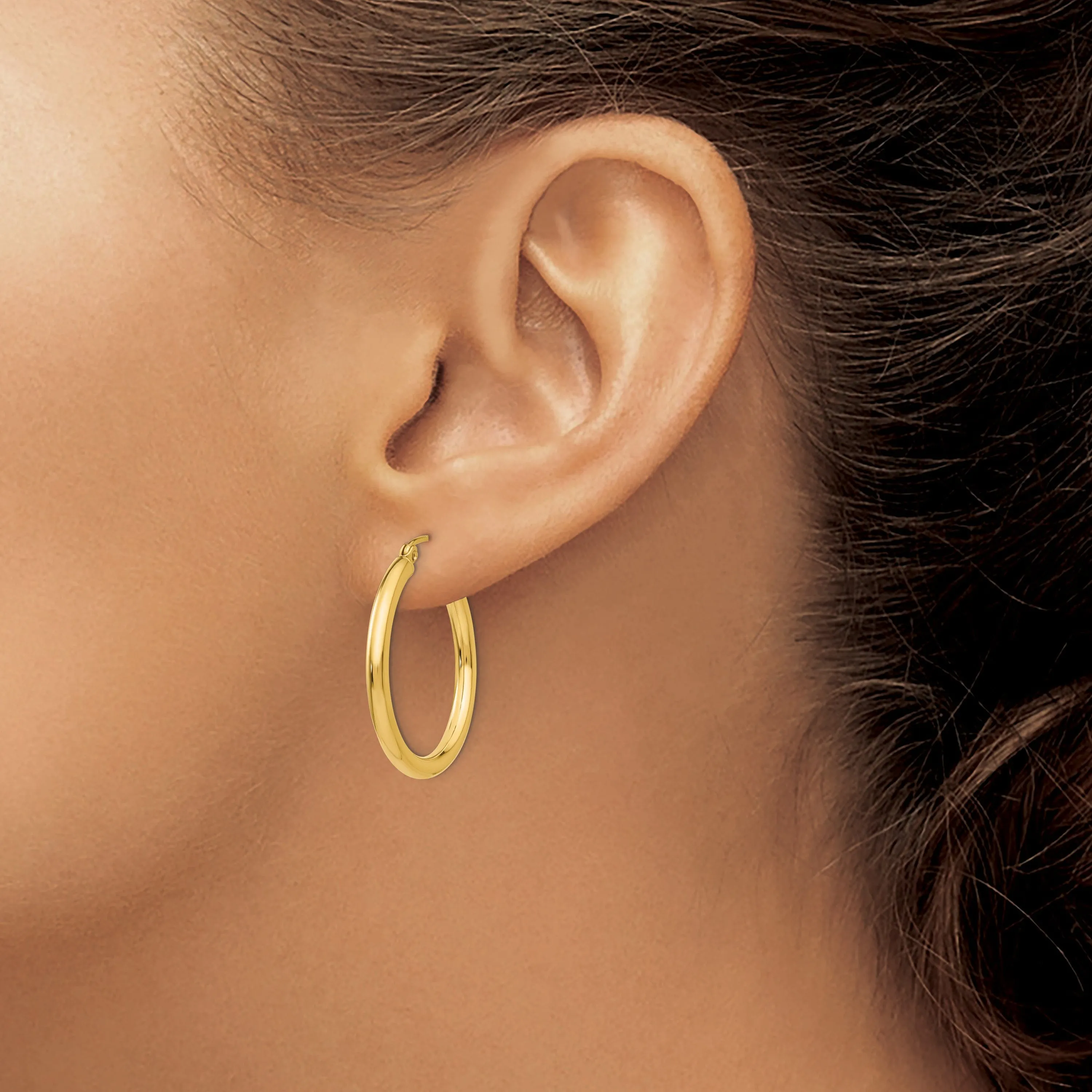 14k Yellow Gold Polished 2.5MM Round Hoop Earring