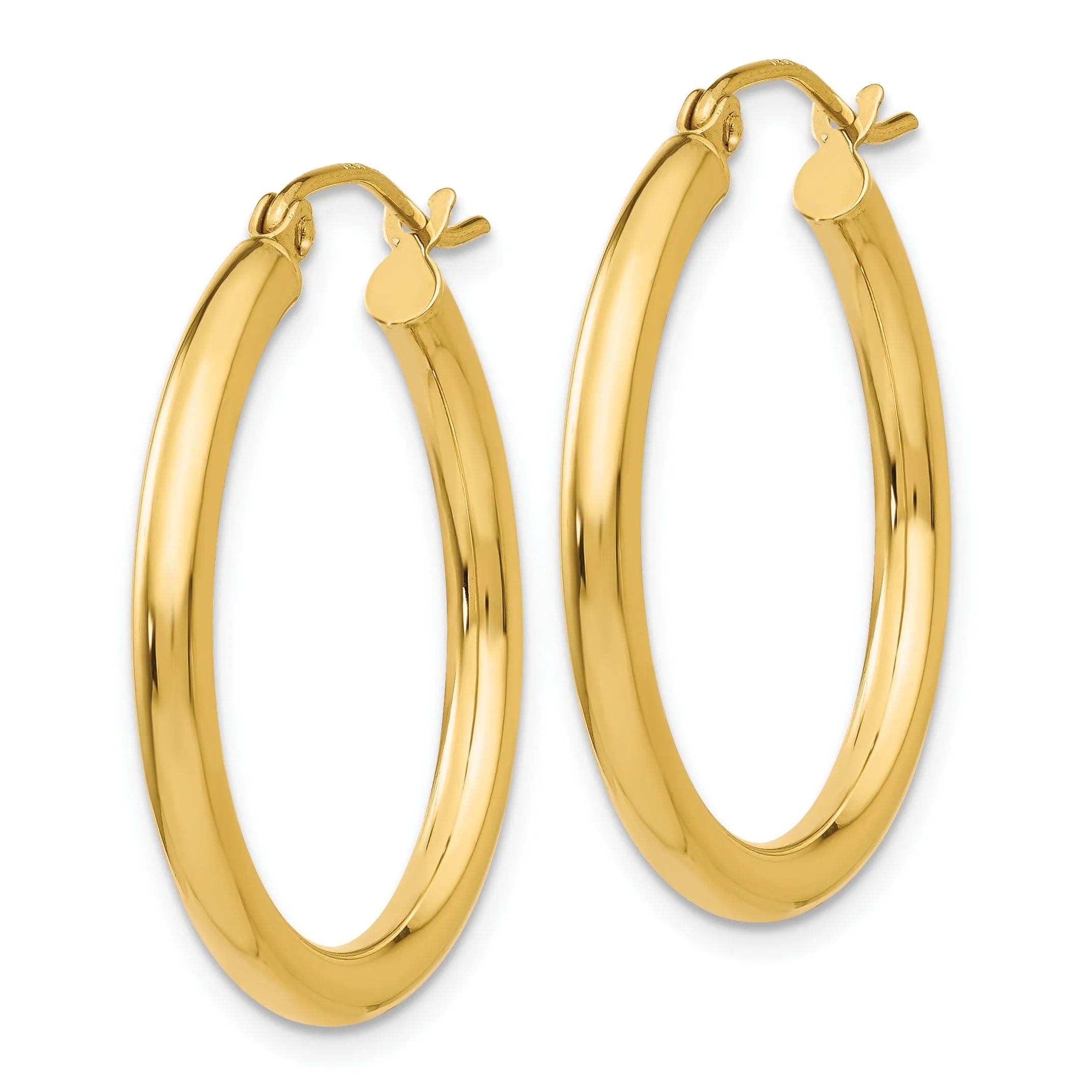 14k Yellow Gold Polished 2.5MM Round Hoop Earring