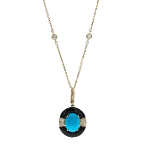 14K Yellow Gold Turquoise Pendant