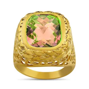 14K Yellow Solid Gold Mens Citrine Ring 8.00 Ctw