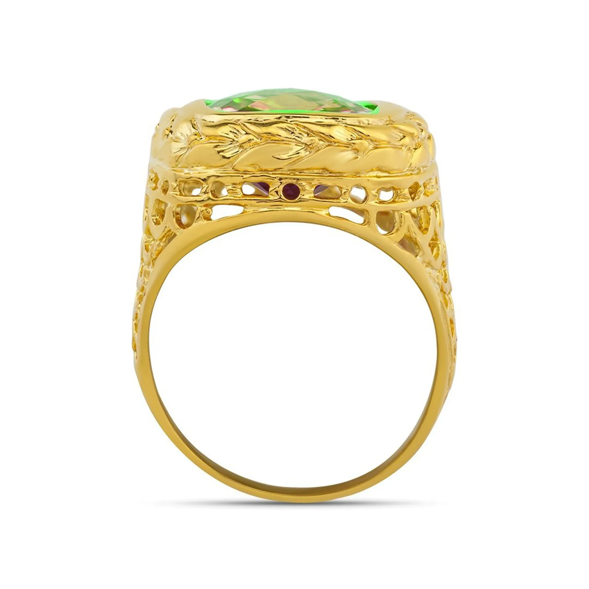 14K Yellow Solid Gold Mens Citrine Ring 8.00 Ctw