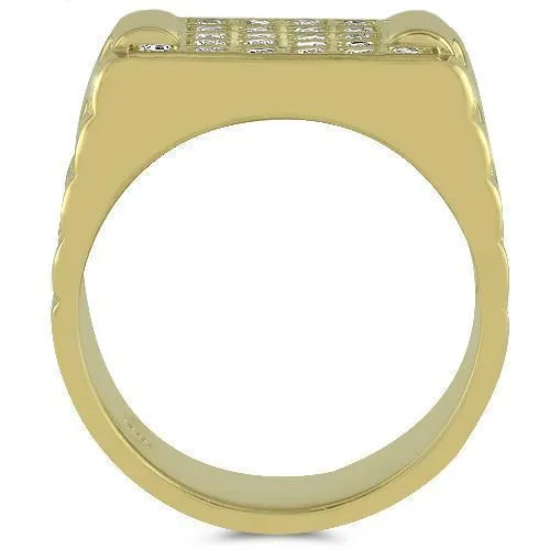 14K Yellow Solid Gold Mens Diamond Ring 1.00  Ctw