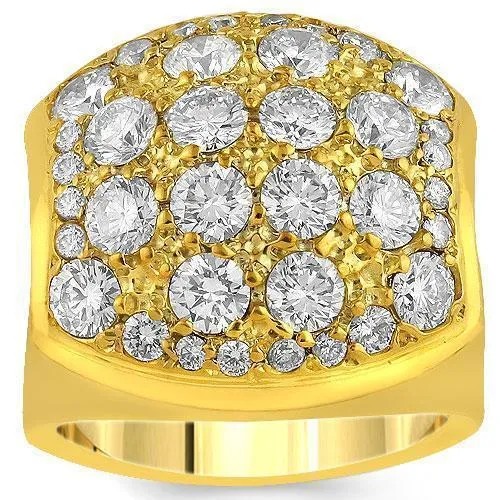 14K Yellow Solid Gold Mens Diamond Ring 2.39 Ctw