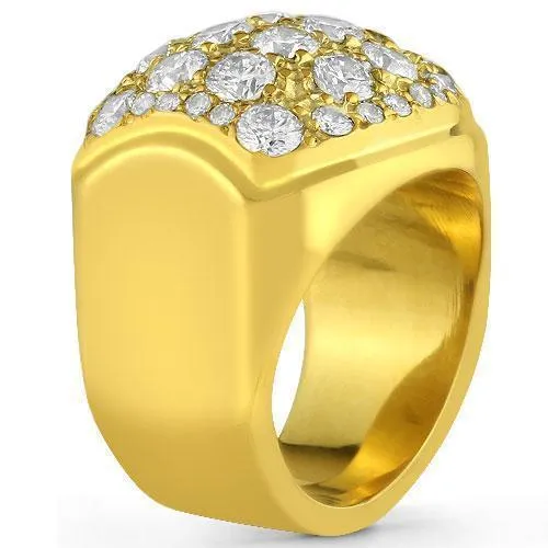 14K Yellow Solid Gold Mens Diamond Ring 2.39 Ctw