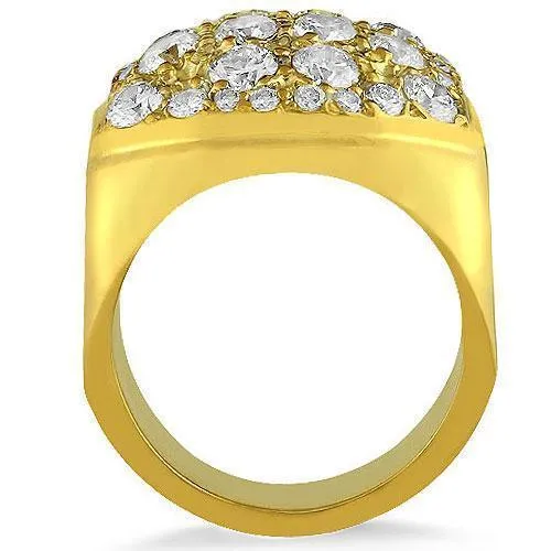 14K Yellow Solid Gold Mens Diamond Ring 2.39 Ctw