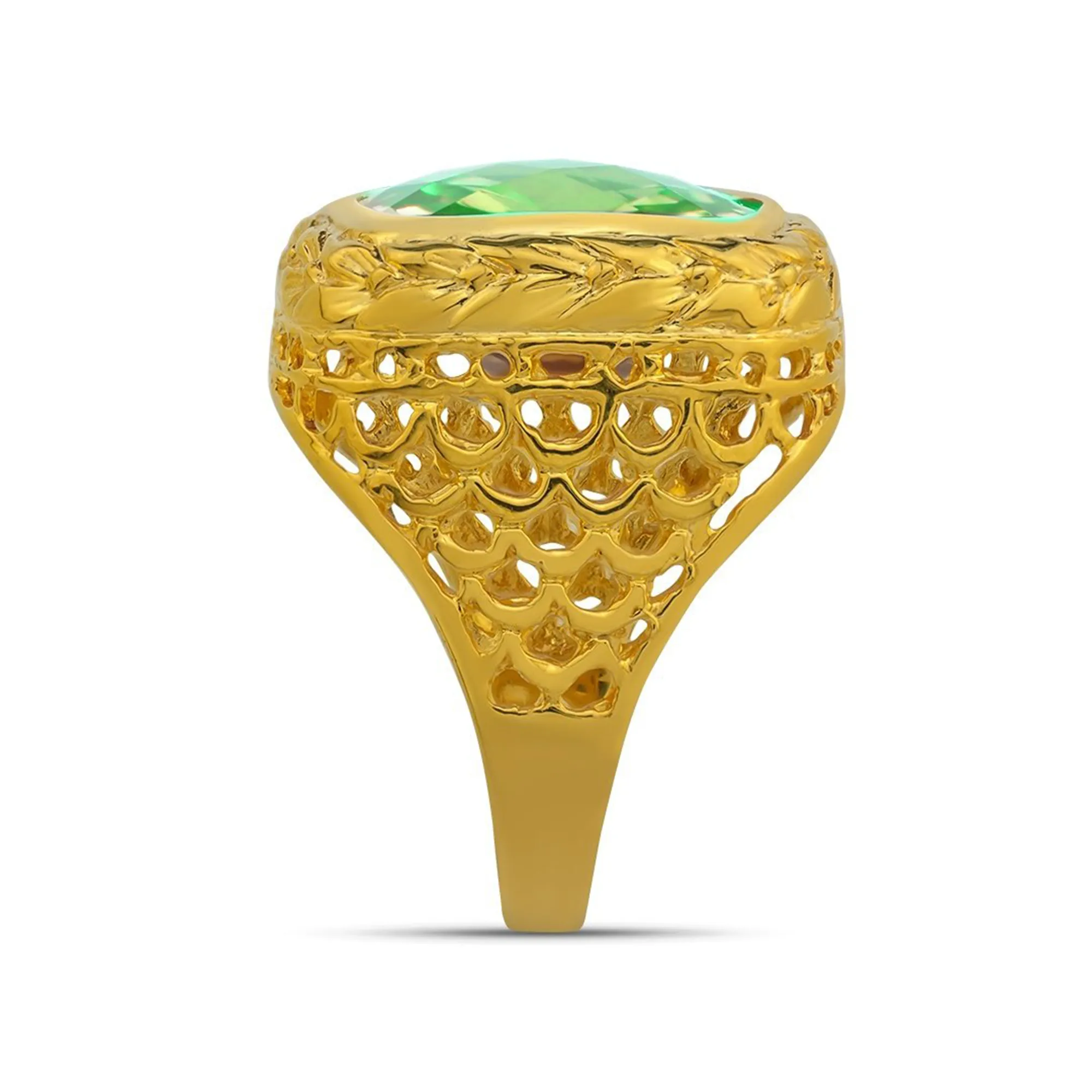 14K Yellow Solid Gold Mens Emerald Ring 8.00 Ctw