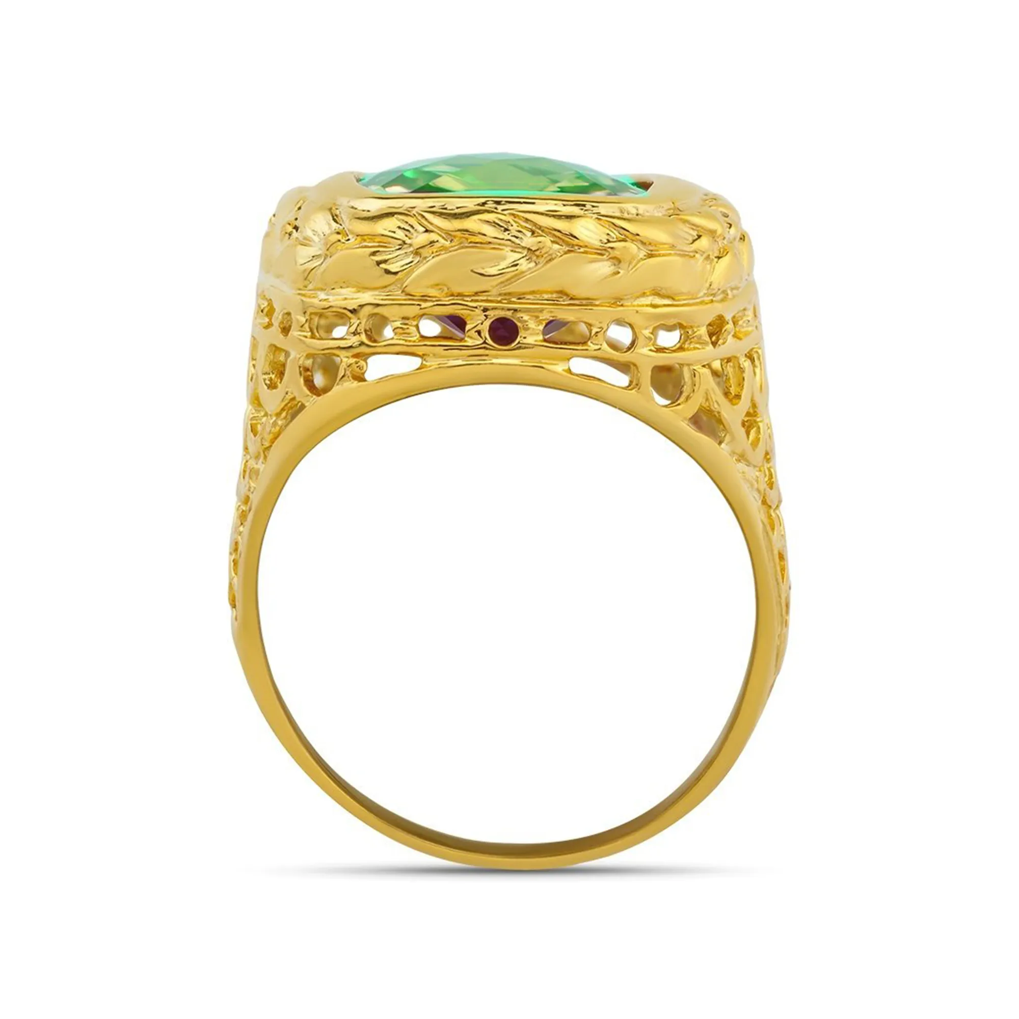 14K Yellow Solid Gold Mens Emerald Ring 8.00 Ctw