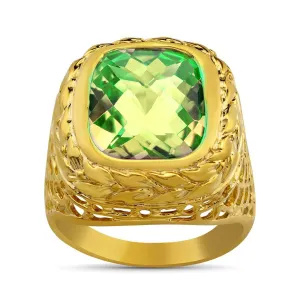 14K Yellow Solid Gold Mens Emerald Ring 8.00 Ctw