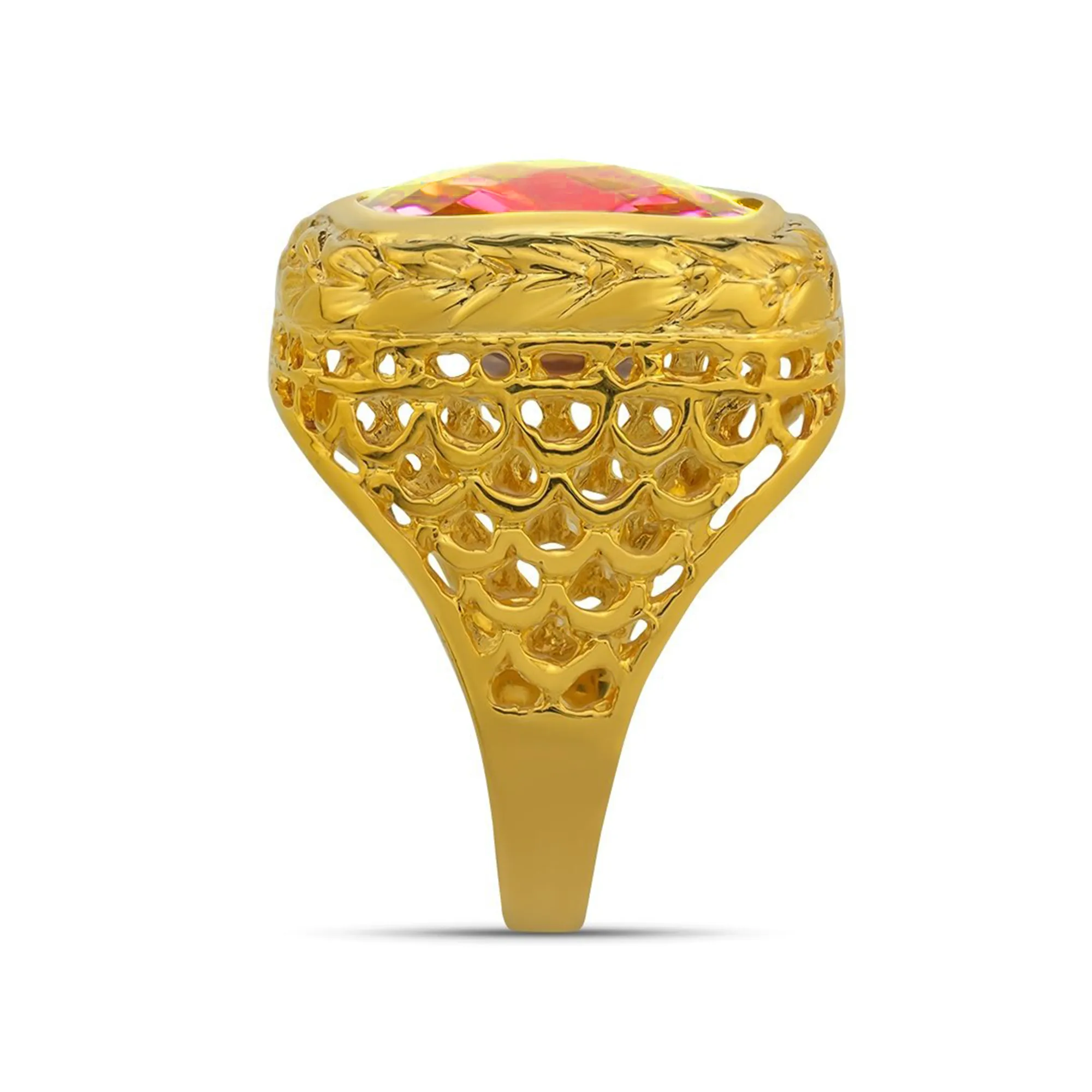14K Yellow Solid Gold Mens Ruby Ring 8.00 Ctw