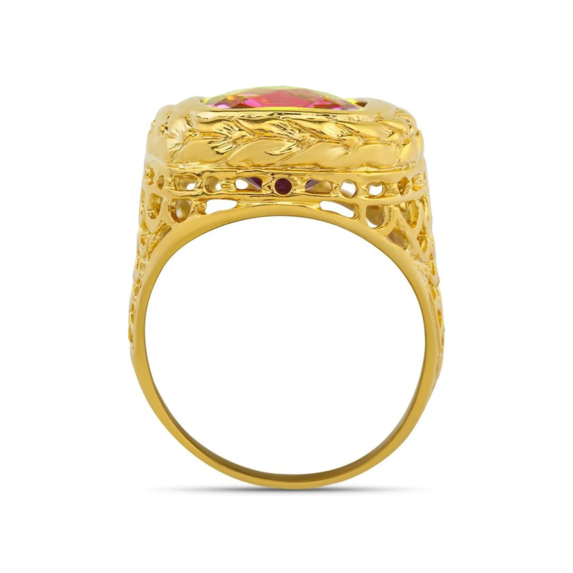 14K Yellow Solid Gold Mens Ruby Ring 8.00 Ctw