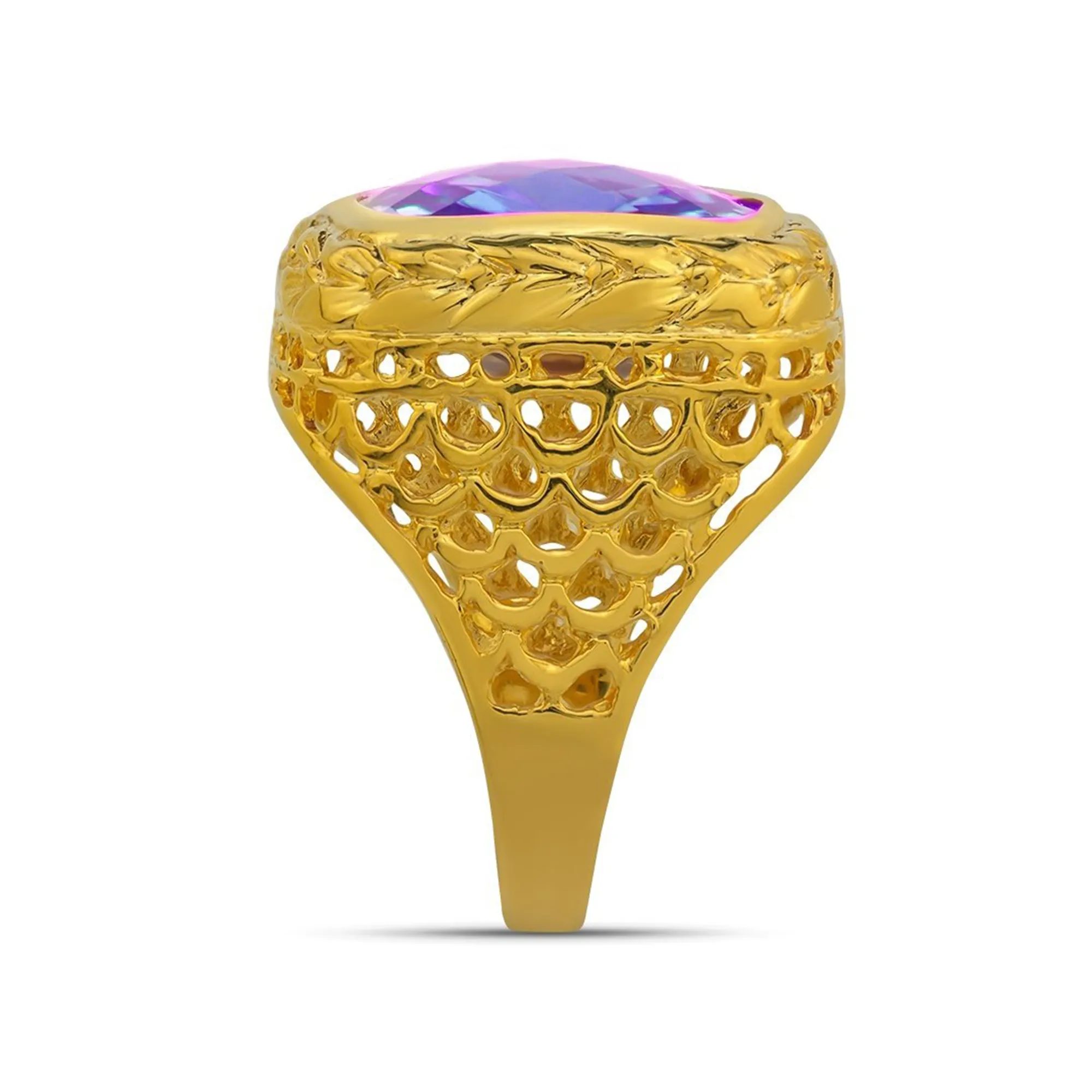 14K Yellow Solid Gold Mens Sapphire Ring 8.00 Ctw