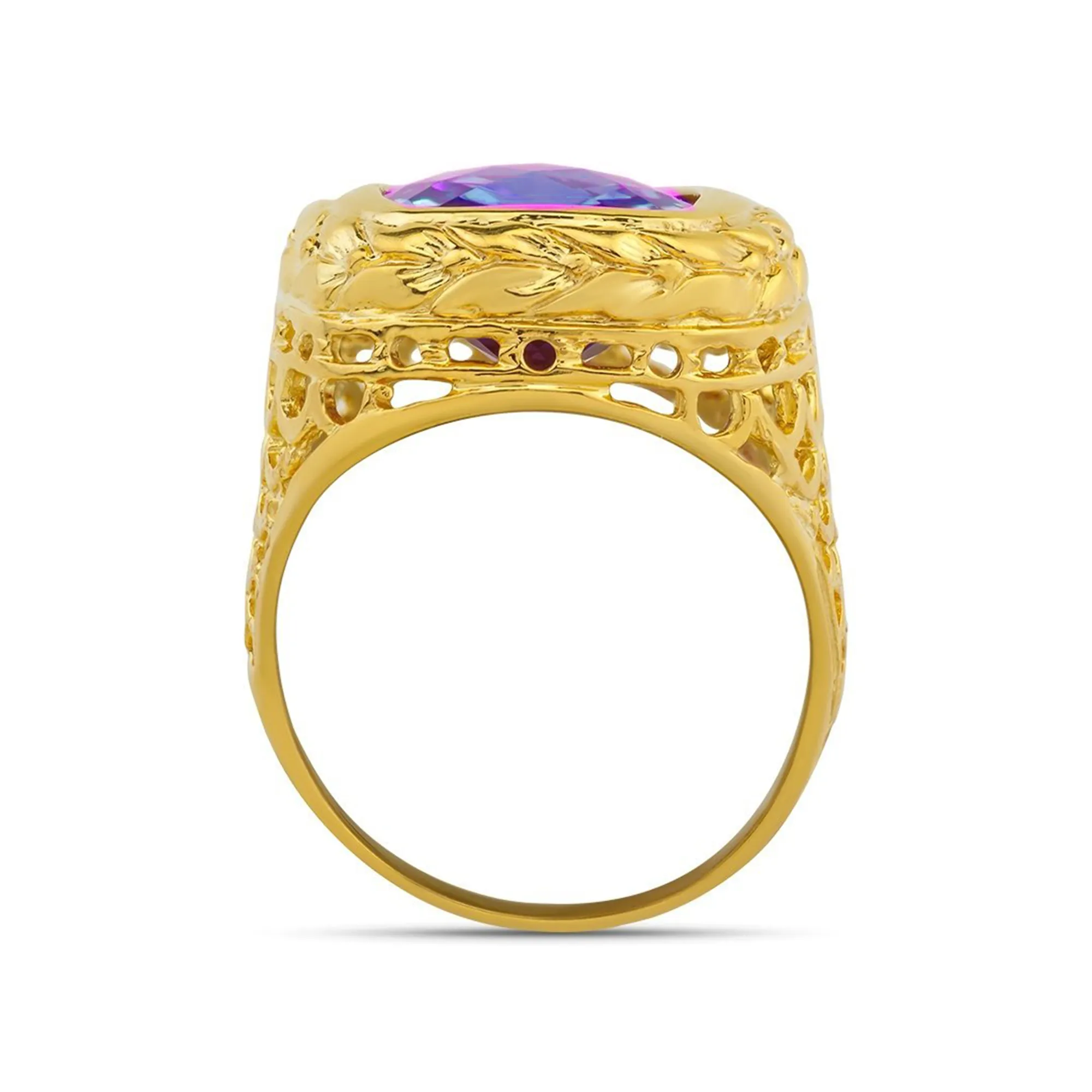 14K Yellow Solid Gold Mens Sapphire Ring 8.00 Ctw