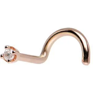 14KT Rose Gold 1.5mm Genuine Diamond Nose Ring