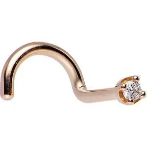 14KT Rose Gold 1.5mm Genuine Diamond Nose Ring