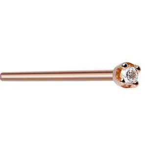 14KT Rose Gold 1.5mm Genuine Diamond Nose Ring
