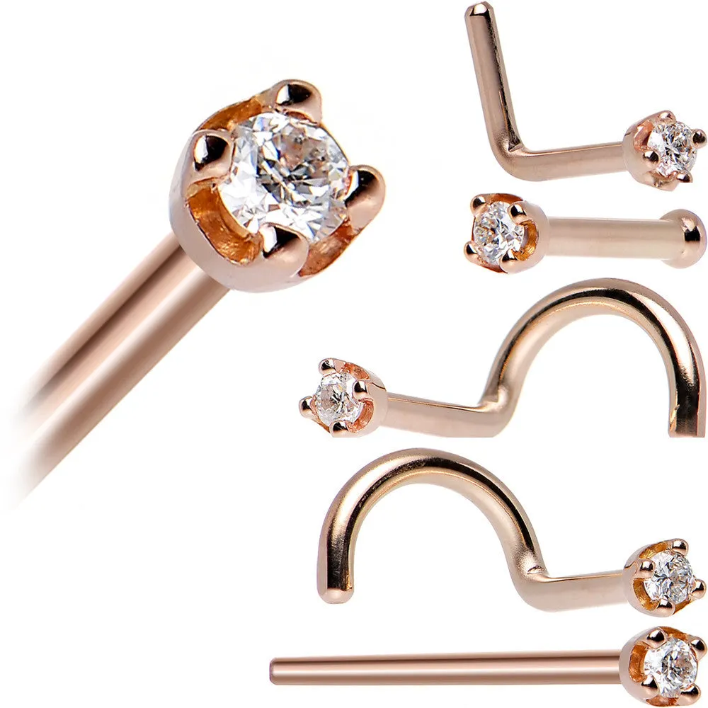 14KT Rose Gold 1.5mm Genuine Diamond Nose Ring
