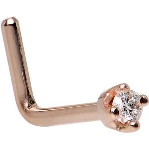 14KT Rose Gold 1.5mm Genuine Diamond Nose Ring