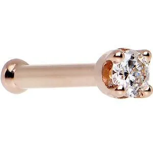 14KT Rose Gold 2mm Genuine Diamond Nose Ring
