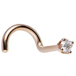 14KT Rose Gold 2mm Genuine Diamond Nose Ring