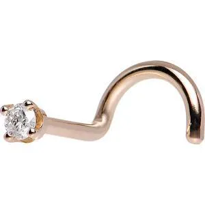 14KT Rose Gold 2mm Genuine Diamond Nose Ring