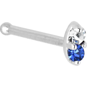 14kt White Gold 1.5mm Genuine Blue Sapphire Diamond Marquise Nose Ring
