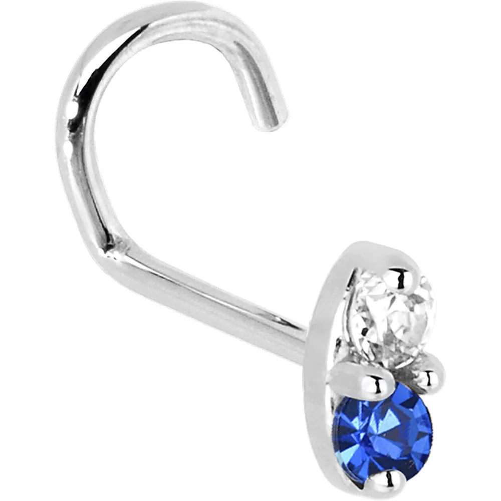 14kt White Gold 1.5mm Genuine Blue Sapphire Diamond Marquise Nose Ring