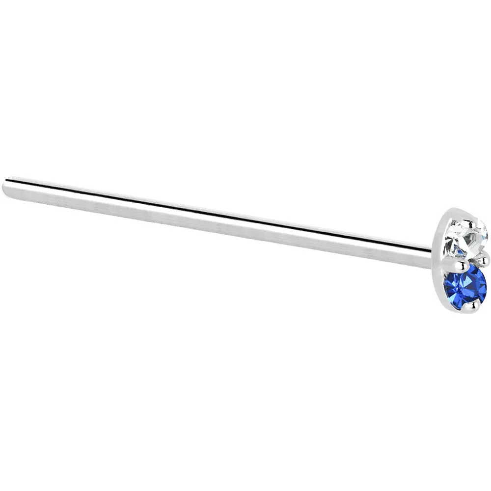 14kt White Gold 1.5mm Genuine Blue Sapphire Diamond Marquise Nose Ring