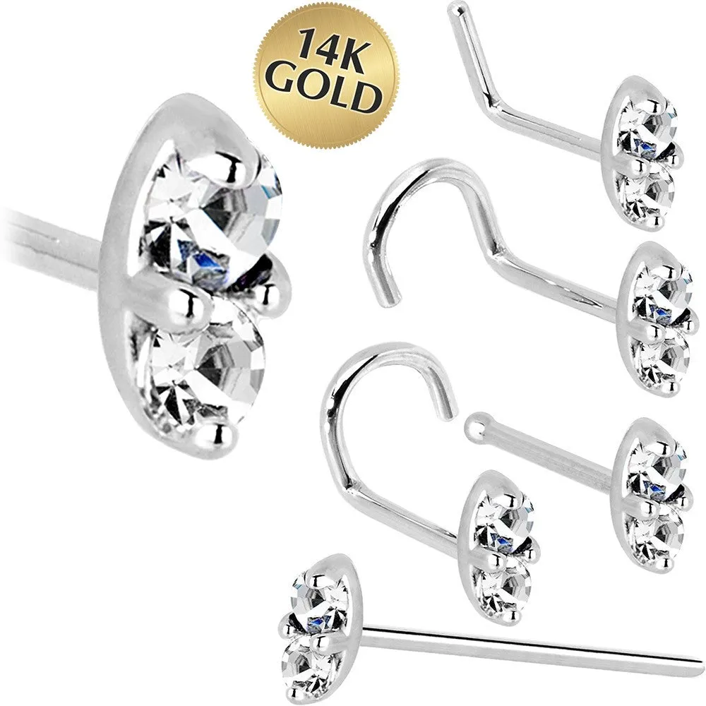 14kt White Gold 1.5mm Genuine Diamond Marquise Nose Ring