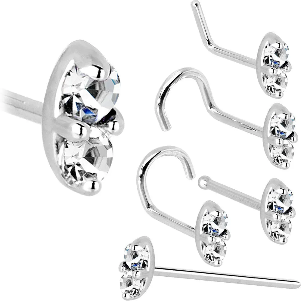 14kt White Gold 1.5mm Genuine Diamond Marquise Nose Ring