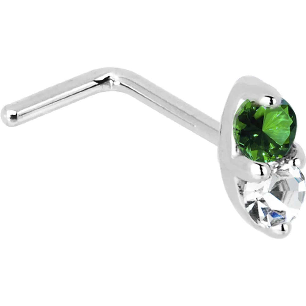 14kt White Gold 1.5mm Genuine Emerald Diamond Marquise Nose Ring