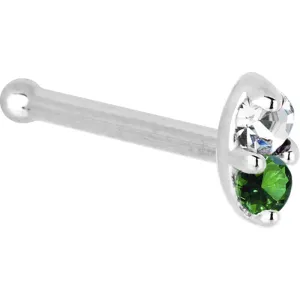 14kt White Gold 1.5mm Genuine Emerald Diamond Marquise Nose Ring